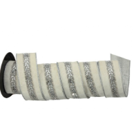 Liston Blanco Plata Terciopleo Piedras 2.5" x 5Y