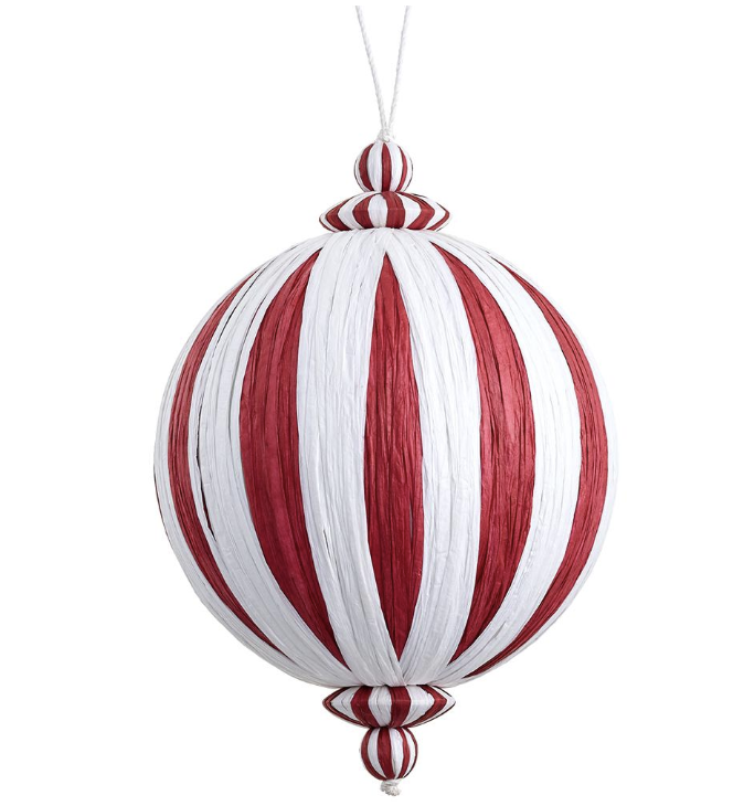 Esfera  Rojo Blanco Raffia 8"