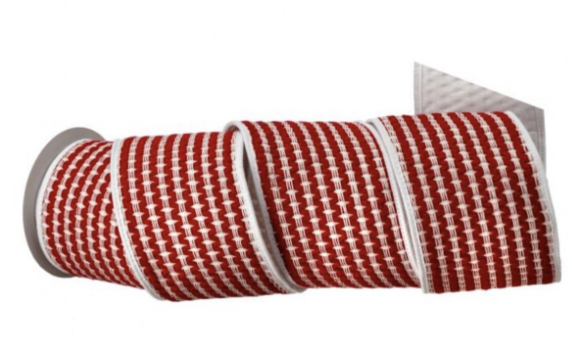 Liston Rojo Blanco Waffle 4" x 5Y