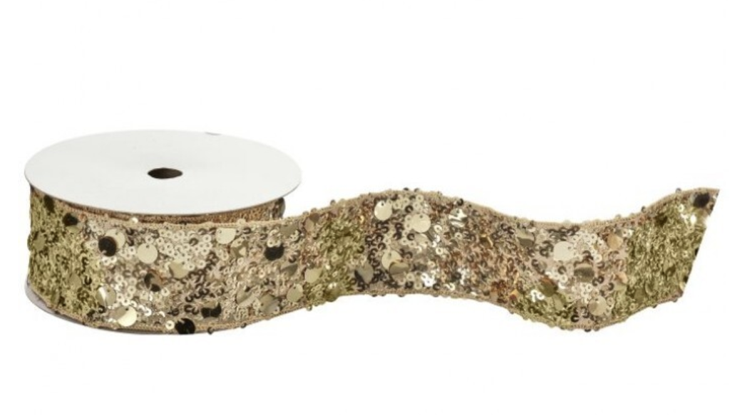 Liston Champagne Lentejuela 2.5" x 10Y