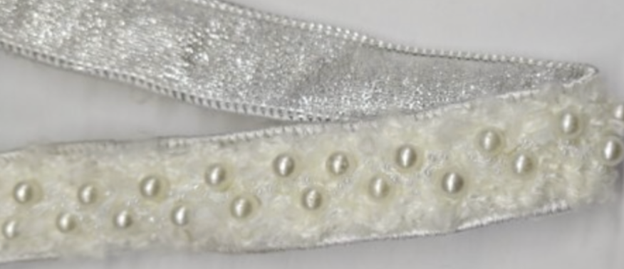 Liston Beige Perla Terciopelo 1" x 5Y