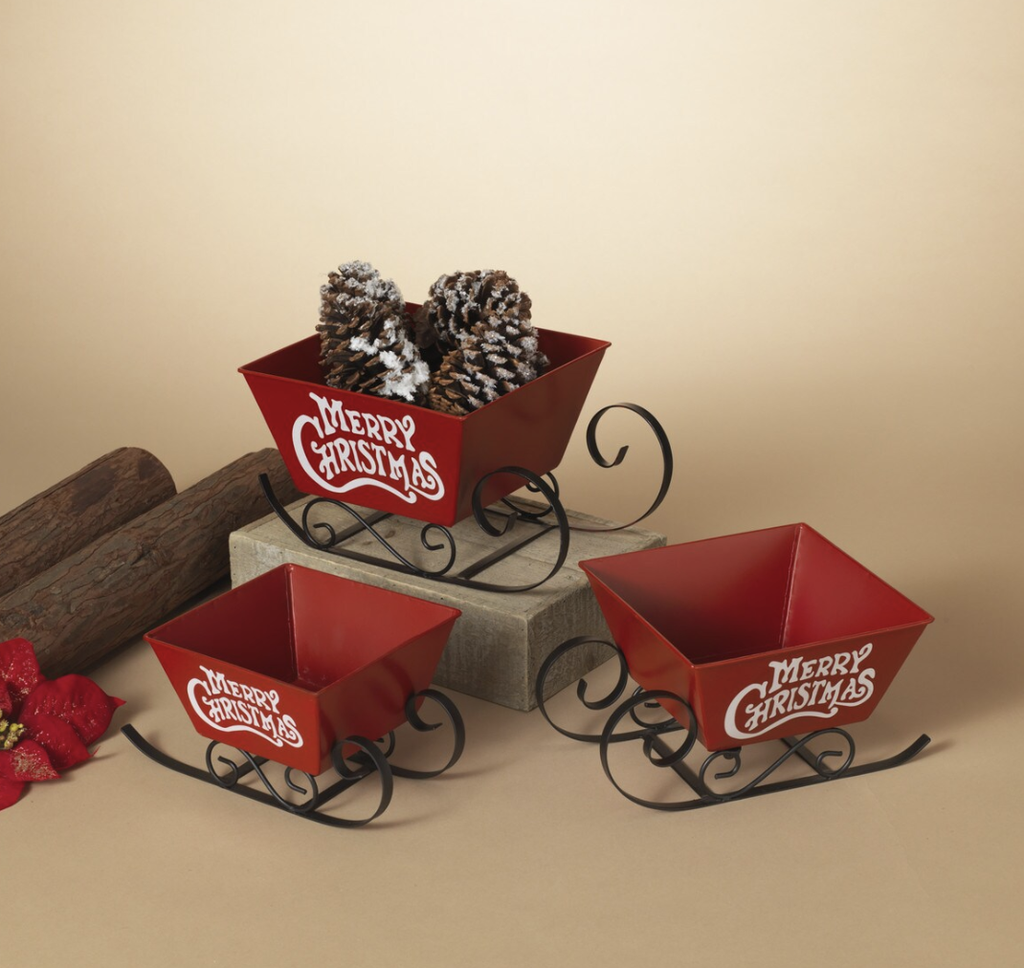 Set 3 Trineo Rojo Metal