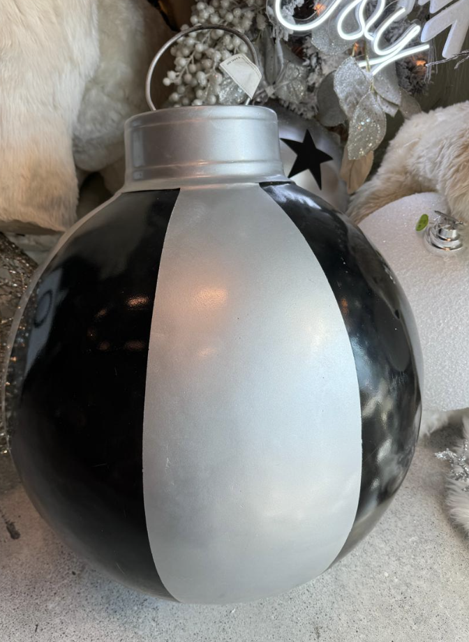 Esfera Fibra Negro Plata Rayas 