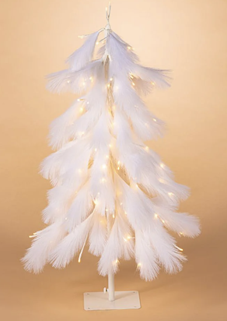 Arbol Blanco Plumas 4' Led