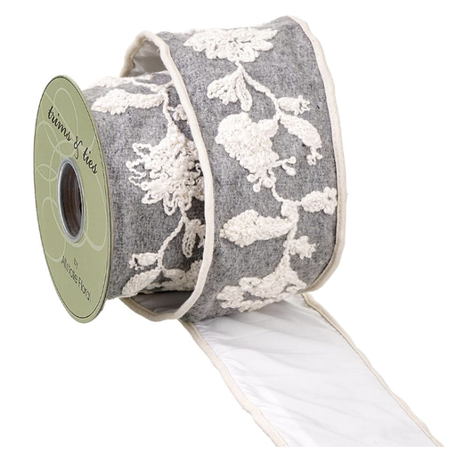 [RW6822-GY/WH] Liston Gris Beige Edelweiss 4" x 5Y