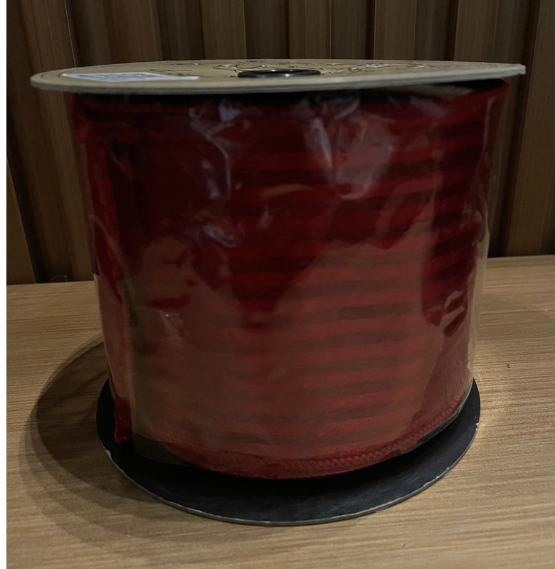 Liston Rojo Terciopelo 4"x10 Yardas