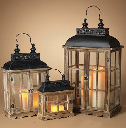 Set 3 Lampara Madera Rectangular