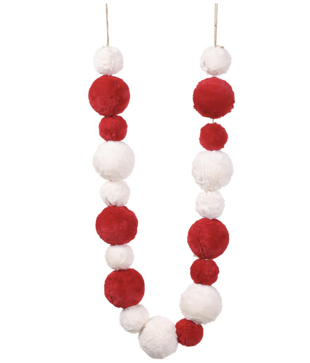 Guirnalda Rojo Blanco Pompon 61"