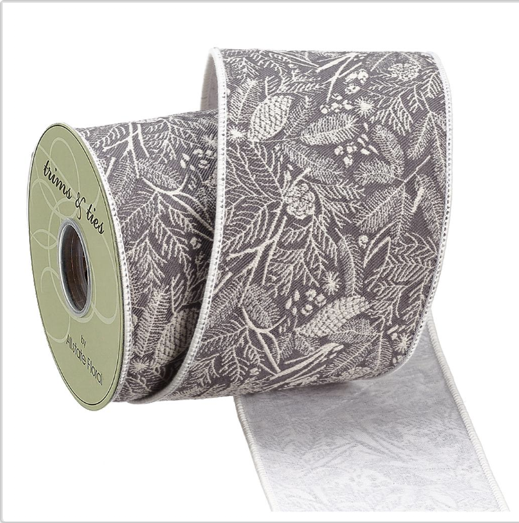 Liston Gris Jacquard 4"x10 Yardas