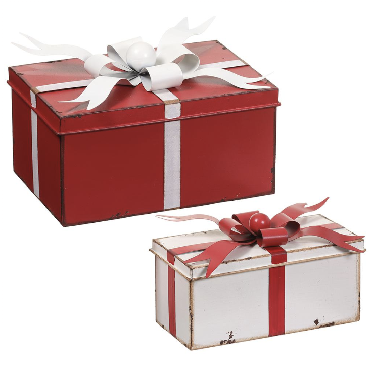 Set 2 Regalo Rojo Blanco Metal